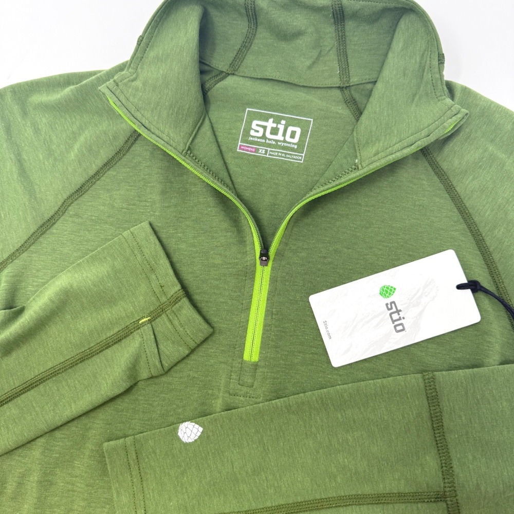 Stio Womens XS Tipton Tech Half Zip Pine Forest Heather Green 100667-301-XS NEW